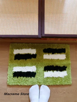 Простой журнальный столик в японском стиле в стиле ретро, Высокий и низкий бархатный художественный прикроватный плед, впитывающий противоскользящий коврик для ванной 20