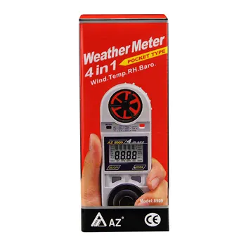 AZ8909 Тестер скорости воздуха Температуры Влажности Точки росы Температуры воздушного потока и барометрического давления 14