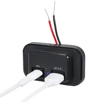 USB-розетка 12 В, USB-зарядное устройство QC 3.0, адаптер питания с несколькими розетками, двухпортовое быстрое автомобильное зарядное устройство, женская USB-розетка для зарядки. 20