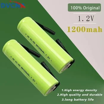 100% Оригинальная батарея 1,2 В AA, аккумуляторная батарея 1,2 В, 1200 мАч, AA NiMH, с паяными контактами, электрическая зубная щетка-бритва 