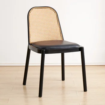 Скандинавские минималистичные обеденные стулья из ротанга, удобное кухонное мягкое кресло со спинкой, эргономичная мебель для дома Sillas De Comedor 9