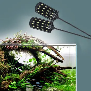 ГОРЯЧАЯ аквариумная лампа X7 220 В, штепсельная вилка ЕС, двухголовочная суперяркая светодиодная лампа для выращивания водных растений, водонепроницаемые лампы для аквариума с зажимами 10