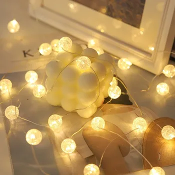 Светодиодные гирлянды, хрустальные гирлянды типа АА, работающие на батарейках, водонепроницаемые светильники для патио на солнечной энергии для рождественского декора комнаты