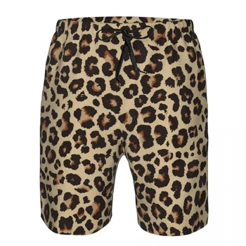 Леопардовый дизайн, быстросохнущие плавательные шорты для мужчин, купальники, купальный сундук, пляжная одежда для купания 16