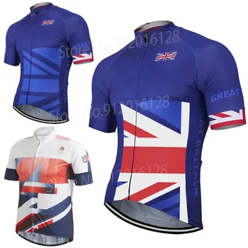 Новая мужская велосипедная майка с флагом Соединенного Королевства Синего цвета, велосипедная одежда команды Великобритании, велосипедная одежда с коротким рукавом, настраиваемая 7