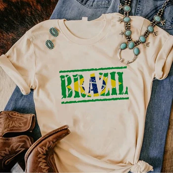 Футболка с бразильским флагом женская уличная одежда футболка одежда для девочек y2k 4