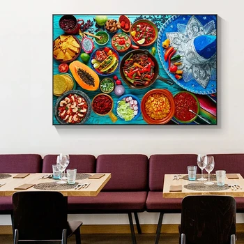 Кухонная тематическая картина на холсте Плакаты и принты о современной мексиканской еде Cuadros Wall Art Pictures для украшения дома в гостиной