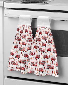Мультяшные полотенца для рук пожарной Машины Подвесная ткань для кухни Ванной Комнаты Быстросохнущие Мягкие Впитывающие полотенца из Микрофибры 20