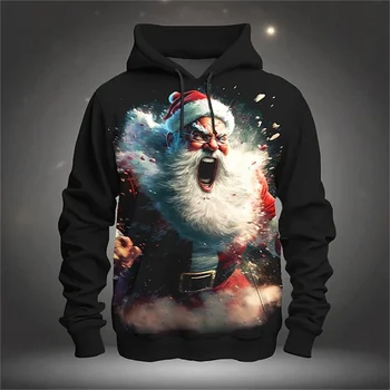 Забавные Толстовки с 3D рождественским принтом Санта-Клауса, Графические Пуловеры с изображением Деда Мороза, Детские Модные Милые кофты, Зимняя одежда с капюшоном 3
