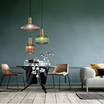 Люстра в скандинавском минимализме, креативная Стеклянная лампа в полоску, светильник для спальни, гостиной, ресторана, кабинета, бара, кафе, отеля, Светильник 5