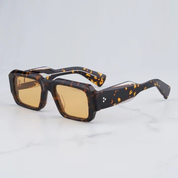 2023 новое прибытие Винтаж желтый Черепаха солнцезащитные очки для мужчин квадратный тип модулей горячий стиль ручной работы 10 мм ацетат солнечные очки 14