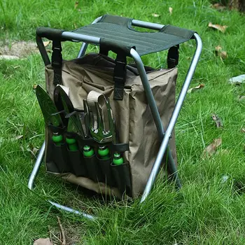 Складной садовый табурет с сумкой, сумка для хранения в саду, органайзер для садовых инструментов, уличный складной табурет для рыбалки, барбекю, пикников 8
