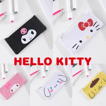 Пенал Sanrio Hello Kitty Большой емкости, сумка для карандашей из искусственной кожи, канцелярские принадлежности, держатель для ручек, Коробка для хранения, чехол для карандашей на молнии. 18