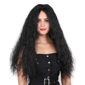 Женский парик с длинными вьющимися волосами, парики с кружевом спереди, синтетический Модный Натуральный черный головной убор для ежедневного использования 22
