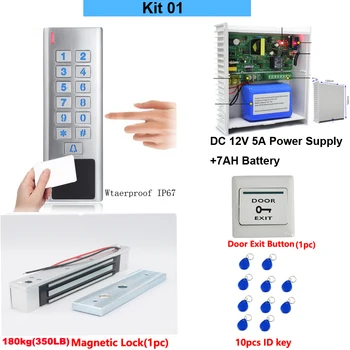 RFID Wapterproof card ketpad Система Контроля доступа устанавливает Источник питания DC12V 5A с Резервной Батареей Переменного Тока 100 ~ 240V 180 кг Магнитный Замок