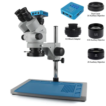 3,5 X-90X Одновременный фокусный тринокулярный стереомикроскоп, совместимая с HDMI камера USB Microscopio для пайки печатных плат, ремонта ювелирных изделий для телефонов. 12