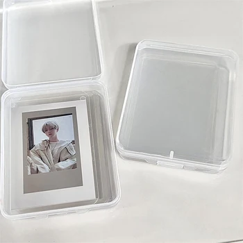 INS Прозрачный пластиковый ящик для хранения фотокарточек, Маленький ящик для хранения карточек, Настольный органайзер, Коробка для канцелярских принадлежностей, Коробка для хранения пуховок 20