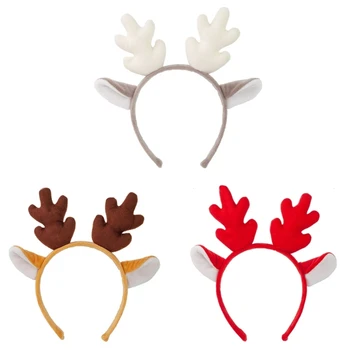 Праздничная Рождественская повязка на голову в виде рога с плюшевой лентой для волос в виде рога, повязка на Голову для Хэллоуина, Аксессуары для новогоднего косплея 17