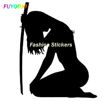 Наклейки FUYOOHI, креативные виниловые наклейки для стайлинга автомобилей Ninja Girl, Черно-белые, мультяшные клеевые наклейки на все тело 14
