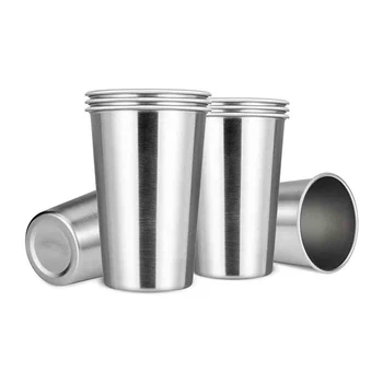 Новые чашки премиум-класса из нержавеющей стали на 16 унций (8 упаковок) - штабелируемые прочные чашки 21