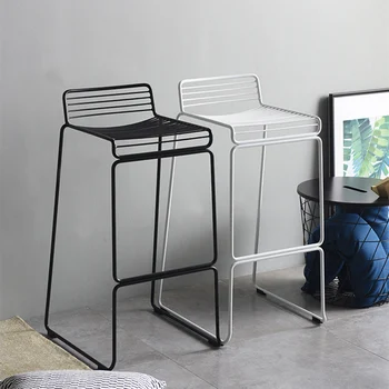Барные стулья с высокой скамейкой для кухни и высокой стойкой администратора, Барные стулья с металлическим акцентом, мебель для дома Taburete Alto Cadeiras
