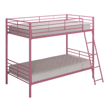 Металлическая двухъярусная кровать-трансформер Twin over Twin, розовая мебель для общих кроватей