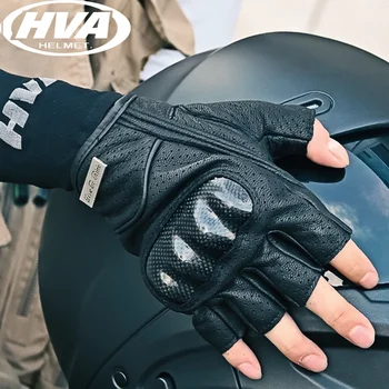 Автомобильные перчатки HVA H-05 из углеродного волокна, черные дышащие летние мотоциклетные перчатки с полупальцами, гоночные перчатки 21