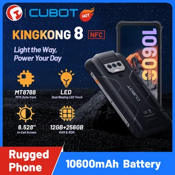 Прочный смартфон Cubot KingKong 8, 12 ГБ оперативной памяти (6 + 6 ГБ), 256 ГБ ПЗУ, 10600 мАч, Android 13, прочный телефон NFC + GPS + IP68 + 48 МП + 6,52 