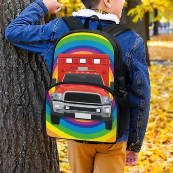 FORUDESIGNS/ Школьные сумки с рисунком радужного мультяшного автомобиля, рюкзаки для учащихся начальной школы, простые водонепроницаемые сумки для книг, разнообразные сумки 16