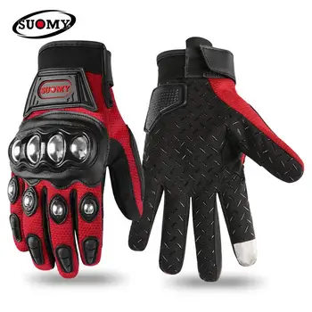 1 Пара мужских мотоциклетных перчаток с сенсорным экраном, дышащие износостойкие противоскользящие защитные перчатки для верховой езды 21