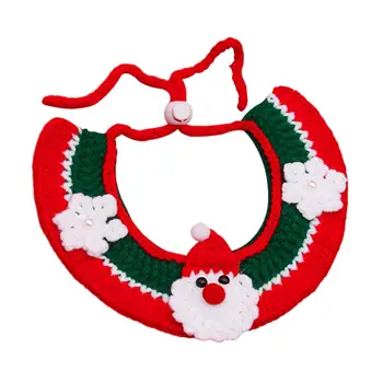 Вязаный нагрудник Кошачий ошейник Праздничное украшение Кошка Рождественский вязаный воротник шарф 22