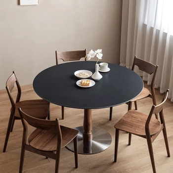 Деревянный обеденный стол в скандинавском стиле, простая современная бытовая каменная плита, круглые обеденные столы Mesa Comedor, ресторанная мебель QF50DT 13