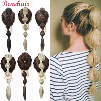 Benehair Синтетический 18-дюймовый фонарь с пузырчатым когтем на хвосте, черный, коричневый, для наращивания светлых волос, модный шиньон для женщин 1