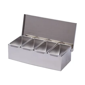 4-секционная коробка для приправ, Коробка для ингредиентов из нержавеющей стали, Сырный соус, Соль, сахар, Баночка для специй, инструмент для выпечки 23