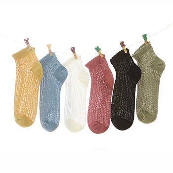 Прямая поставка 6 пар летних женских носков с крупной сеткой, дышащих и освежающих женских носков для девочек 17