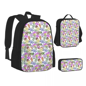 Красочные рюкзаки Doodle Bugs Для мальчиков и девочек, сумка для книг, школьные сумки для студентов, Мультяшный детский рюкзак, сумка для ланча, сумка для ручек, набор из трех предметов 17