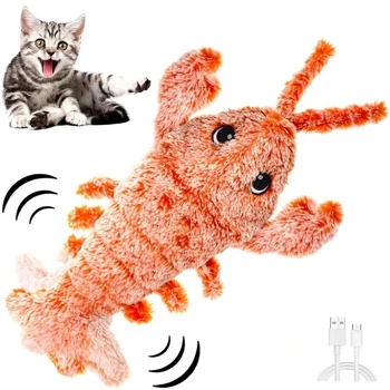 Электрические прыгающие игрушки для кошек с лобстером, Интерактивная Мягкая Мягкая игрушка для собак, имитирующая игрушку для животных, перезаряжаемая через USB, моющаяся 22