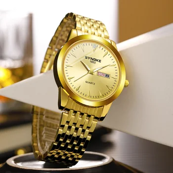 Кварцевые часы Мужские Полностью стальные водонепроницаемые Мужские часы SYNOKE от ведущего бренда с календарем Бесплатные инструменты для ремонта часов 7