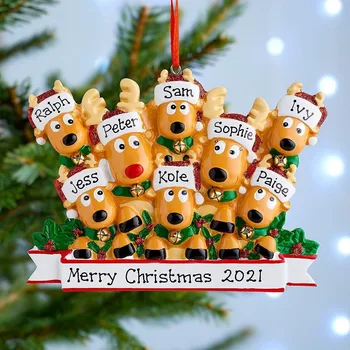 Новое Рождественское персонализированное семейное украшение с оленями, рождественские украшения с милыми оленями 3