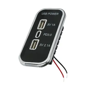 Быстрое автомобильное зарядное устройство с USB-розеткой 12V 24V для мотоцикла, лодки, автомобиля