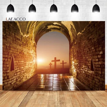 Фон для фотосъемки Laeacco Распятие, Воскрешение Иисуса, Спасительный крест, гробница, пещера, Восход солнца, проблески надежды 9