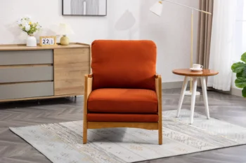 Кресло с деревянным каркасом, современный акцентный стул, шезлонг для гостиной 10