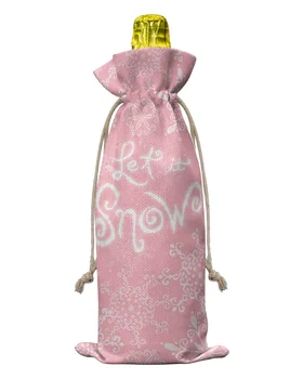 Рождественские чехлы для бутылок розового вина в виде снежинок с завязками, держатель для сумки для вина, сумка для переноски, декор для свадебной вечеринки, Подарок 1