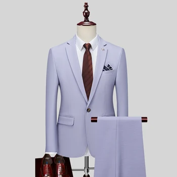Высококачественная Мужская одежда (костюм + брюки) Из двух частей Business Career Украшает Тело Шафера Жениха, Свадебное Платье Four Seasons 1