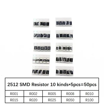 50ШТ Набор образцов резисторов сопротивления сплава 2512 SMD, 10 видов X 5шт = 50шт R001 R002 R005 R008 R010 R015 R020 R025 R050 R100 21