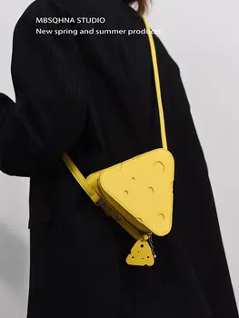 Корейский стиль, нишевый дизайн, треугольная милая сумка для сыра, губная помада, сумка для наушников, девушка в западном стиле, горячая девушка, сумка через плечо, сумка-тоут 21
