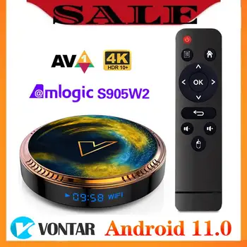 Медиаплеер VONTAR X2 Amlogic S905W2 Android 11,0 Smart TV Box Android 11 4G 64G телеприставка 4K 60fps AV1 2,4 и 5G Wifi BT 2G16G 2