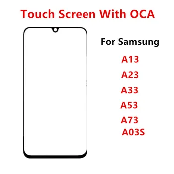 Внешний Экран Для Samsung Galaxy A03S A13 A23 4G A33 A53 A73 5G Сенсорная панель ЖК-дисплея Переднее Стекло Запчасти для Ремонта + OCA 9