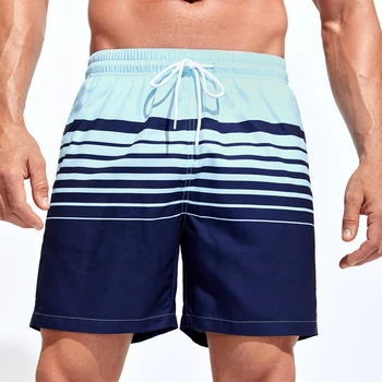 Мужские пляжные шорты, плавки, летние шорты, пляжные шорты, шнурок с сетчатой подкладкой, эластичный пояс 2