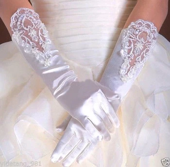 Свадебный костюм для причастия девочек-цветочниц, длинные атласные перчатки 20